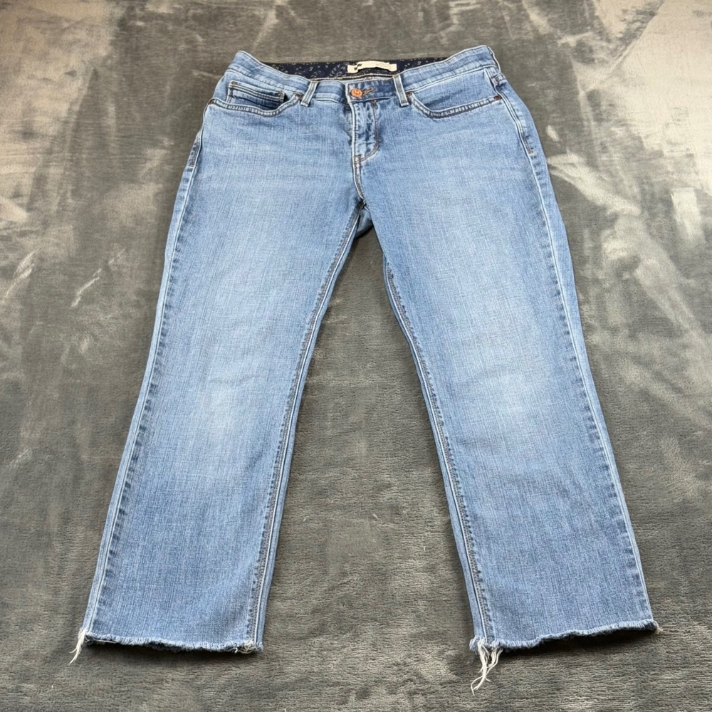 Levis 525 Straight Leg Perfect Waist Jeans Light Wash Raw Hem 8M W29 L32